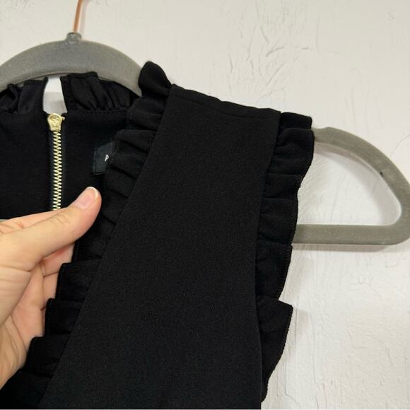 Andrew Marc Black Wide Leg Ruffled Jumpsuit Womens 4 Cropped Style - Picture 3 of 9